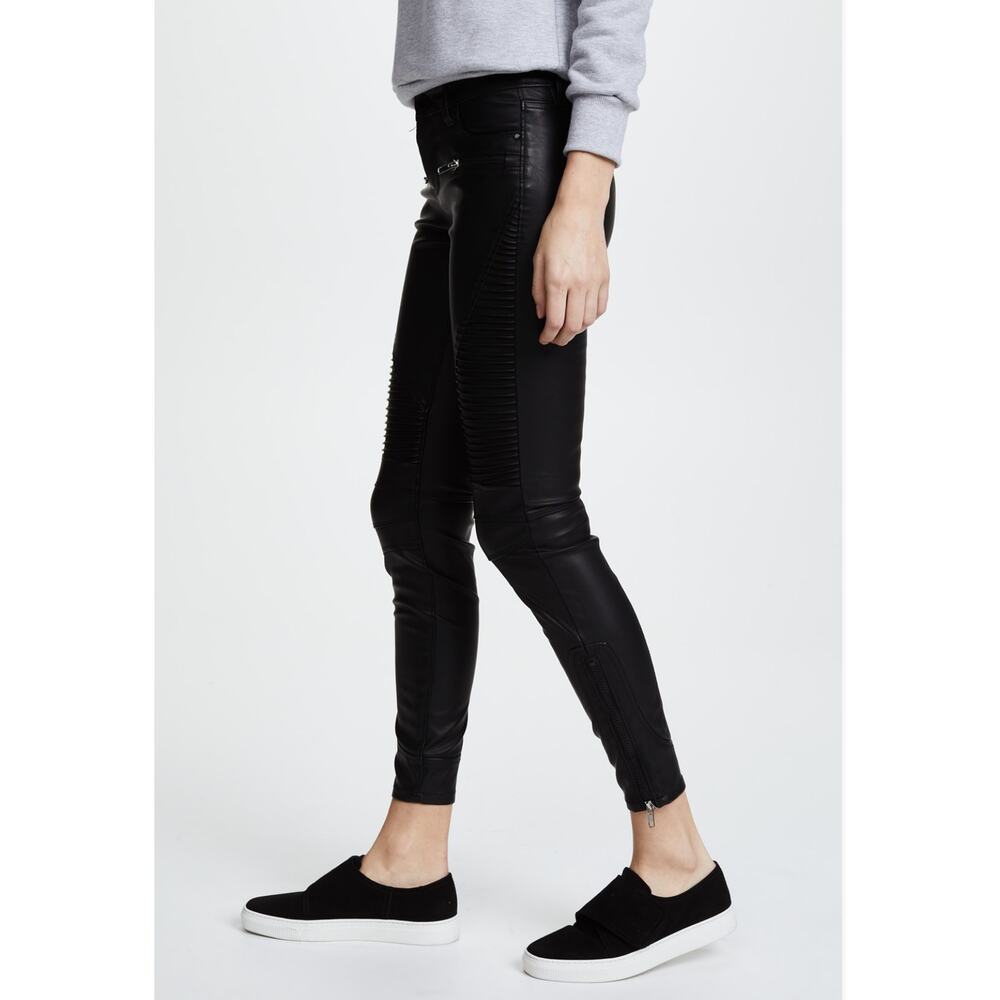 NWT BlankNYC Silent Vegan Leather Denim Moto Pants - Picture 3 of 16